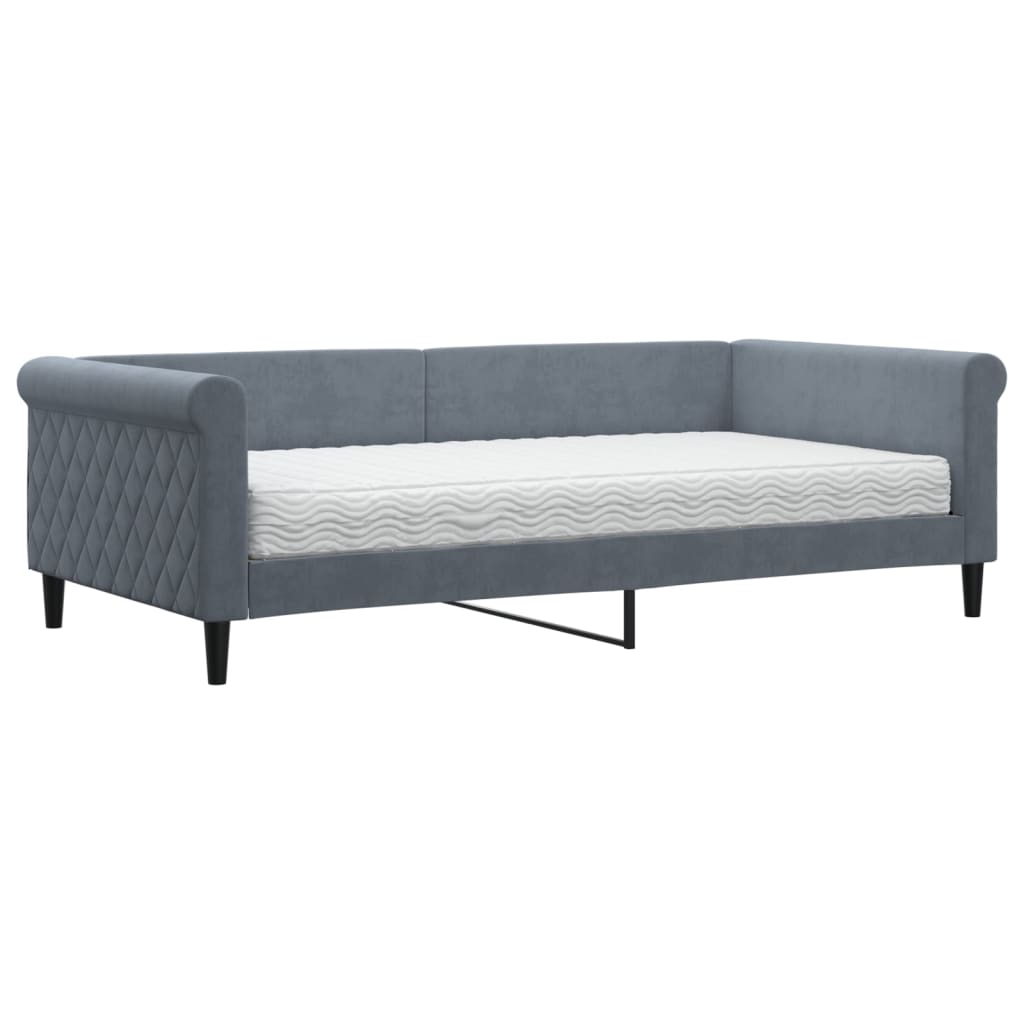 daybed med madras 100x200 cm velour mørkegrå