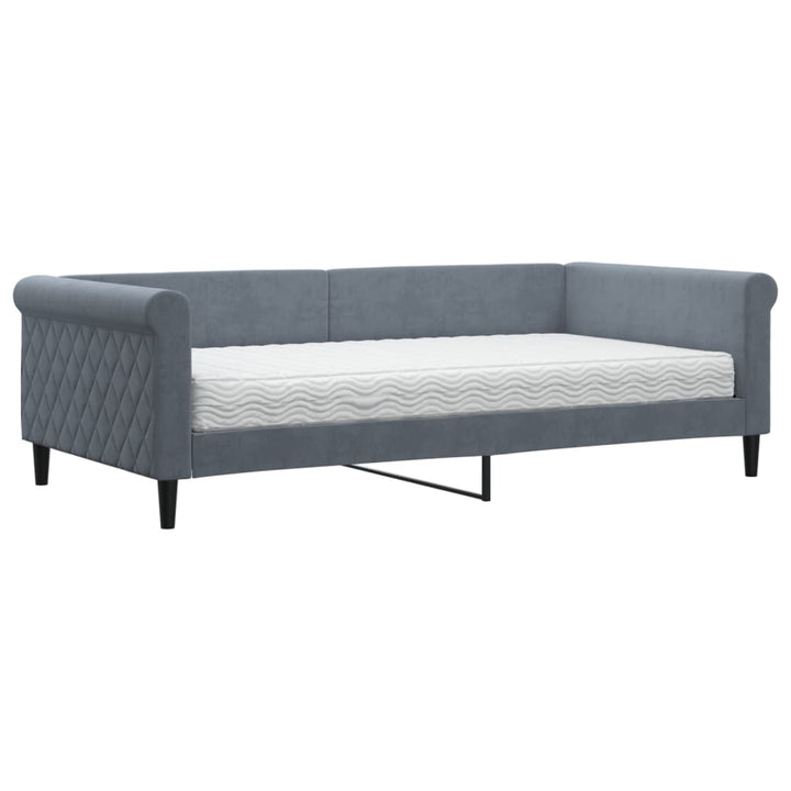 daybed med madras 100x200 cm velour mørkegrå