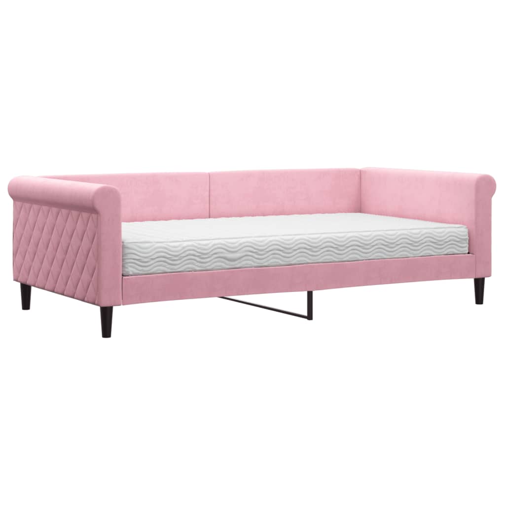 daybed med madras 100x200 cm velour pink