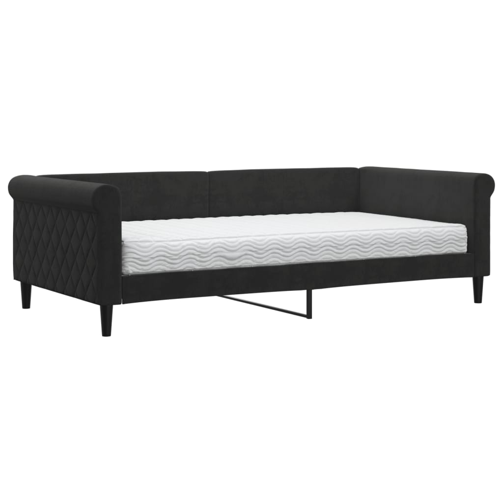 daybed med madras 100x200 cm velour sort