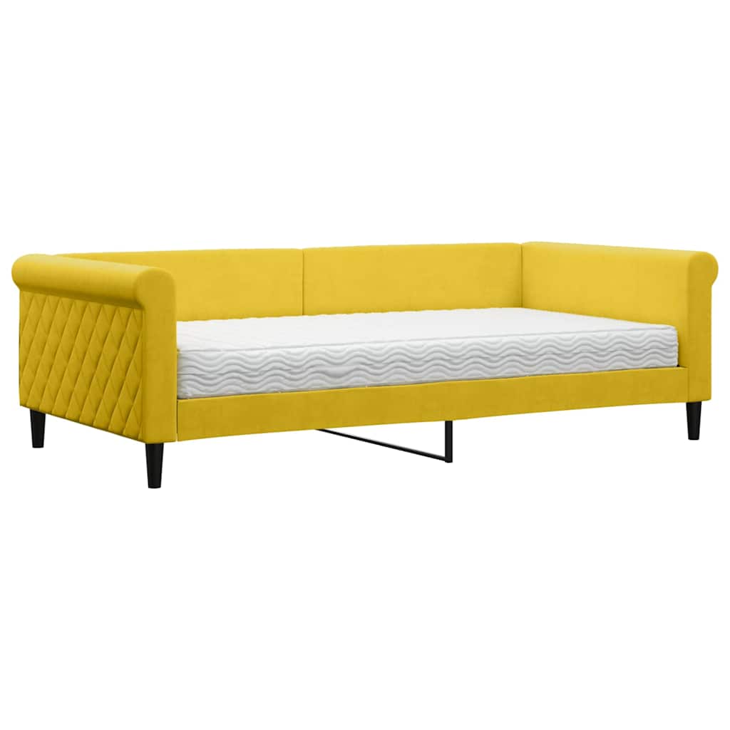 daybed med madras 100x200 cm velour gul