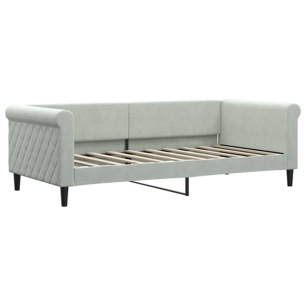 daybed med madras 90x190 cm velour lysegrå