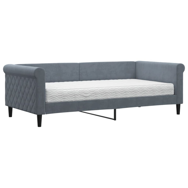 daybed med madras 90x190 cm velour mørkegrå