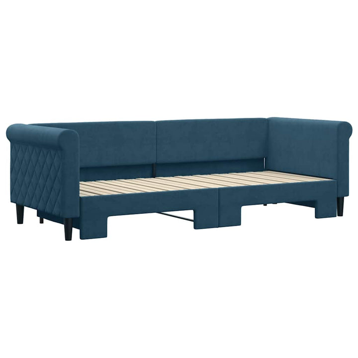 daybed med udtræk 80x200 cm velour blå