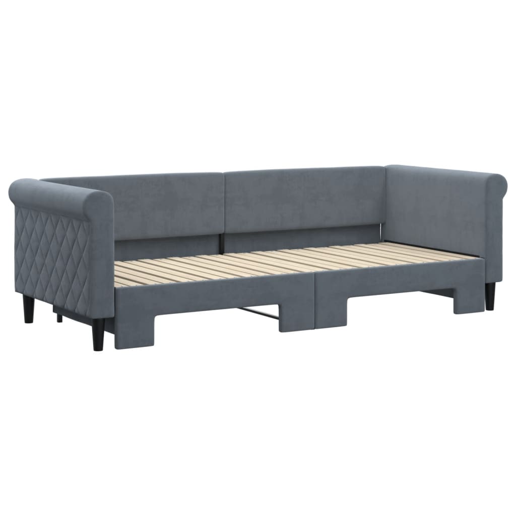 daybed med udtræk 80x200 cm velour mørkegrå