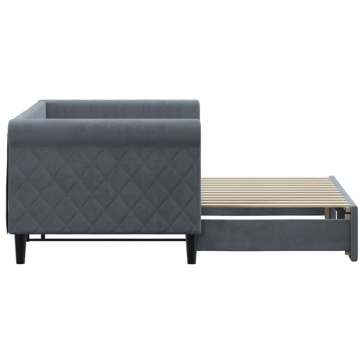 daybed med udtræk 80x200 cm velour mørkegrå