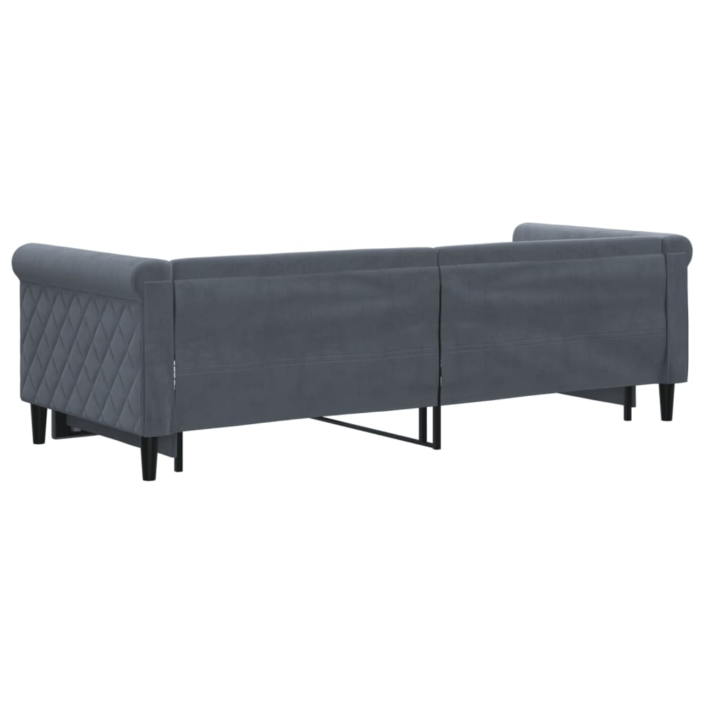 daybed med udtræk 80x200 cm velour mørkegrå