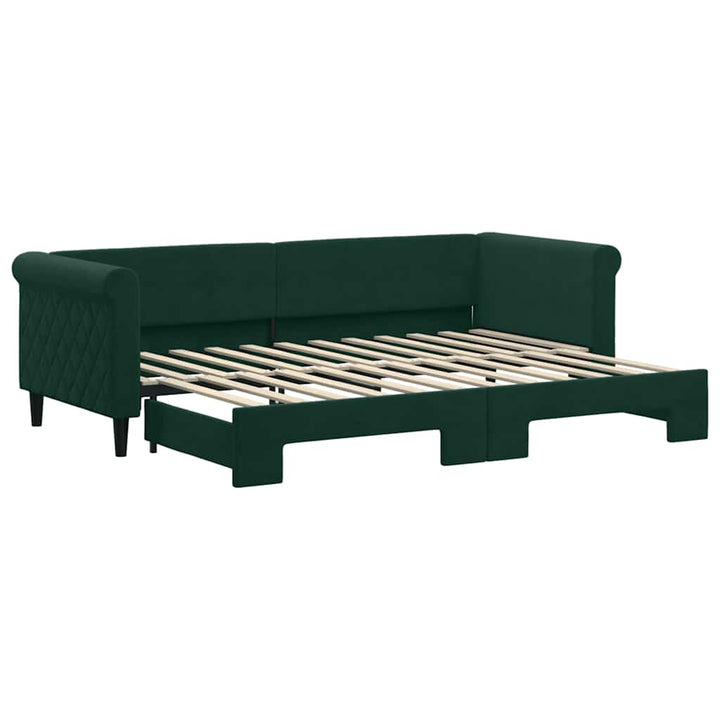daybed med udtræk 80x200 cm velour mørkegrøn