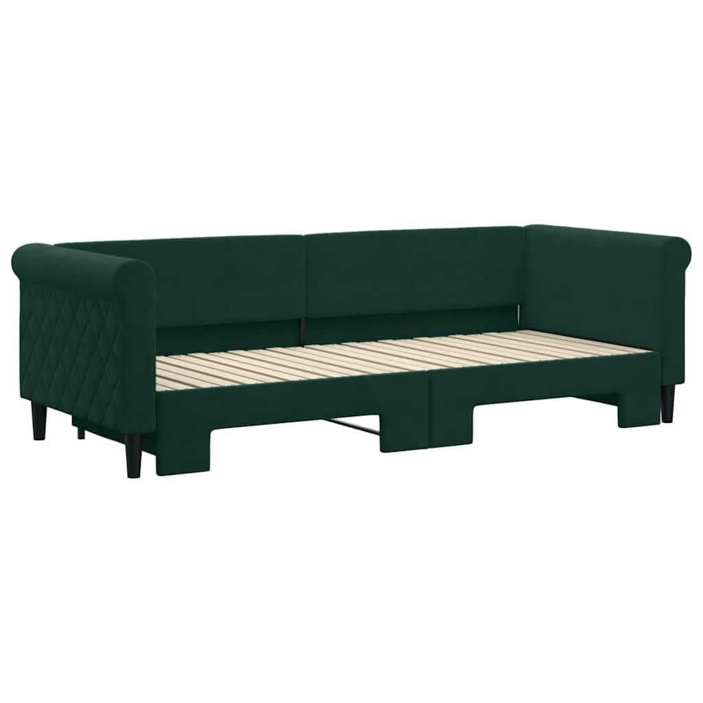 daybed med udtræk 80x200 cm velour mørkegrøn