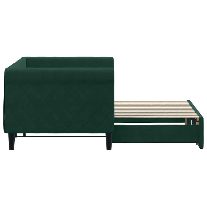daybed med udtræk 80x200 cm velour mørkegrøn