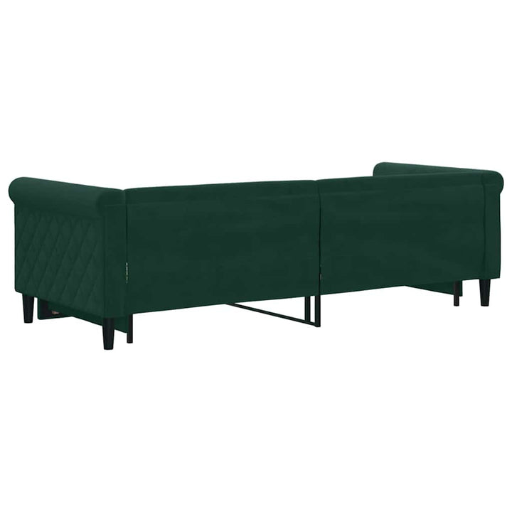 daybed med udtræk 80x200 cm velour mørkegrøn