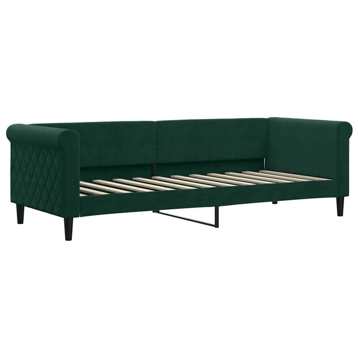 daybed med udtræk 80x200 cm velour mørkegrøn