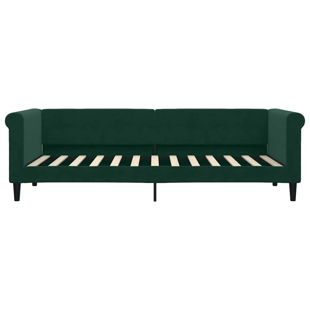 daybed med udtræk 80x200 cm velour mørkegrøn