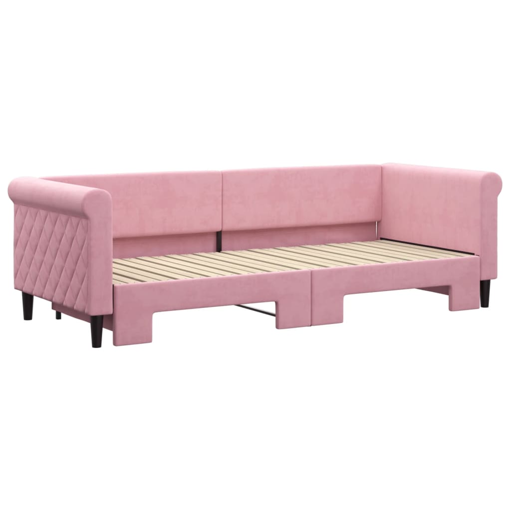 daybed med udtræk 80x200 cm velour lyserød