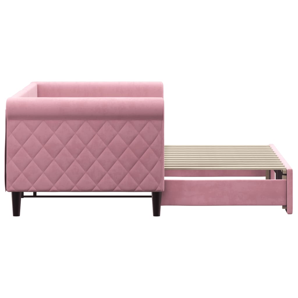 daybed med udtræk 80x200 cm velour lyserød