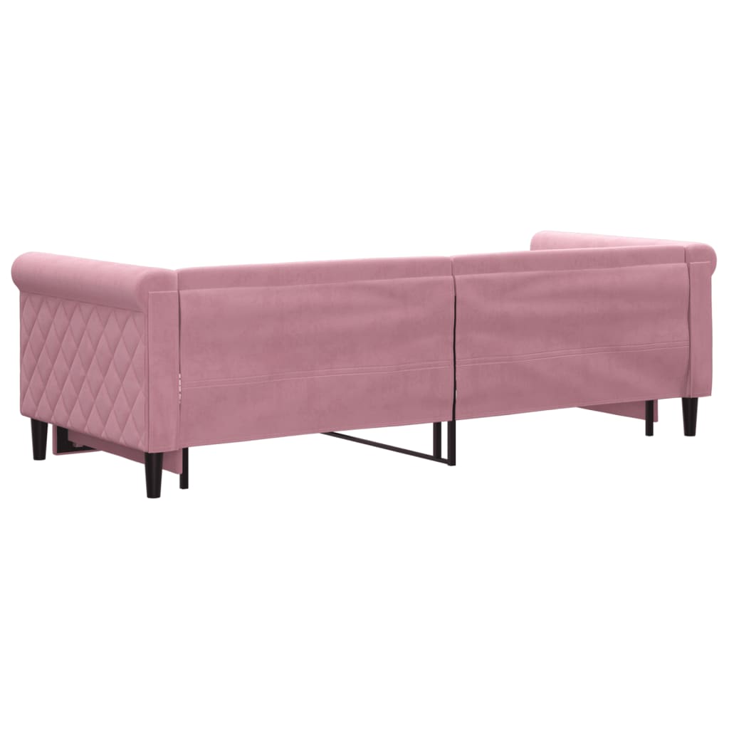 daybed med udtræk 80x200 cm velour lyserød