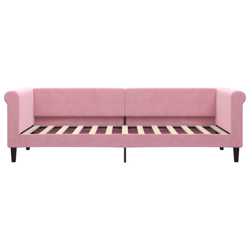 daybed med udtræk 80x200 cm velour lyserød