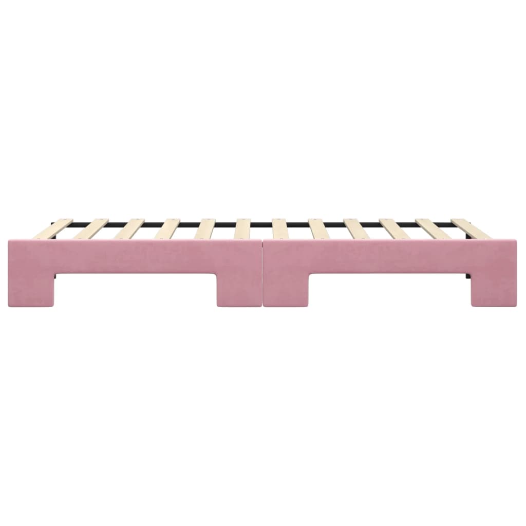 daybed med udtræk 80x200 cm velour lyserød
