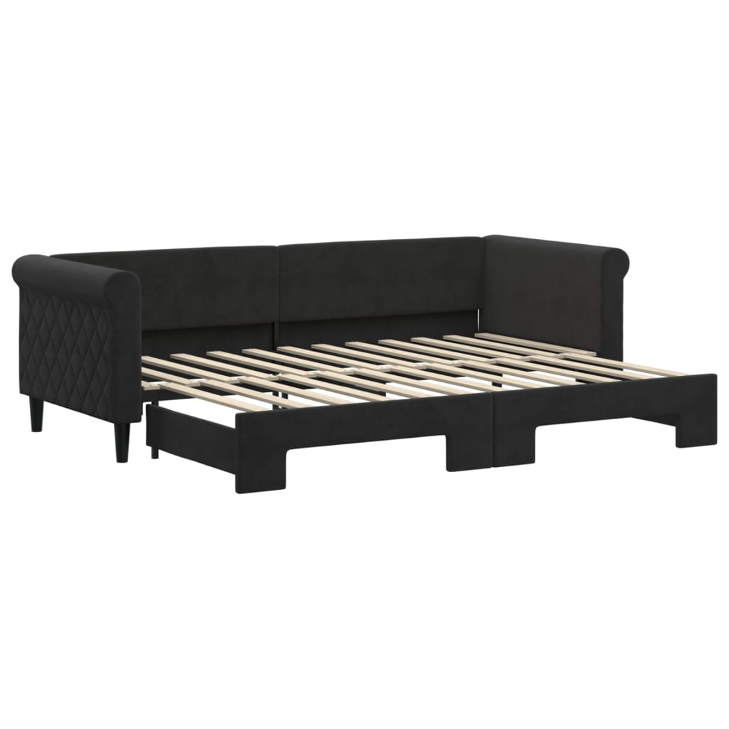daybed med udtræk 80x200 cm velour sort
