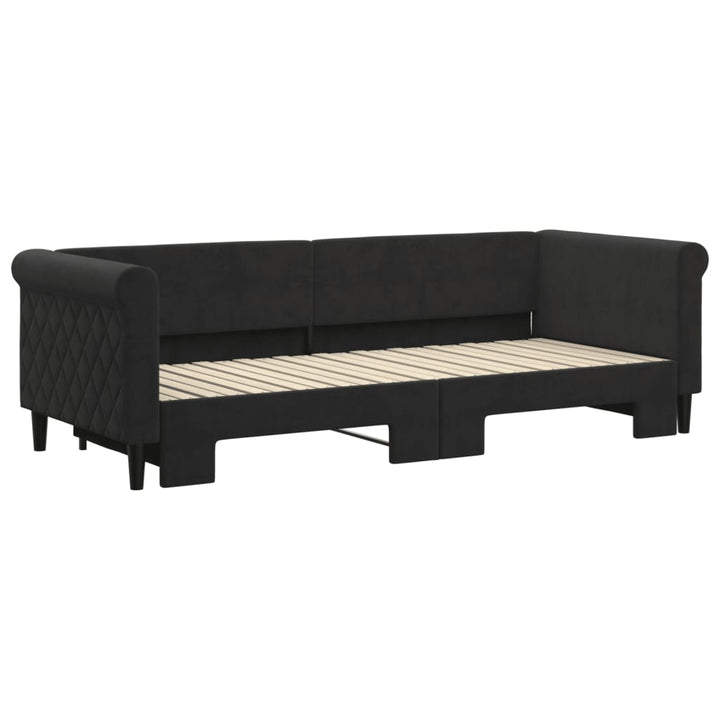 daybed med udtræk 80x200 cm velour sort