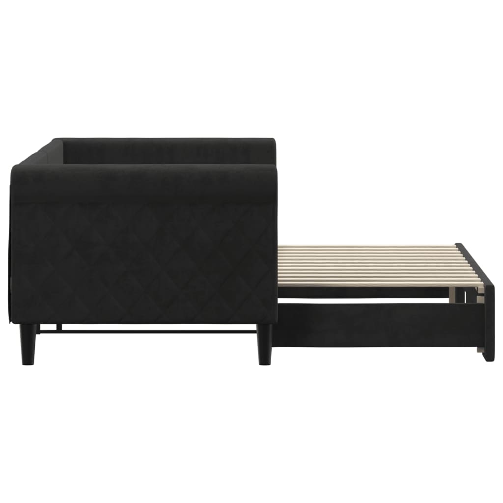 daybed med udtræk 80x200 cm velour sort