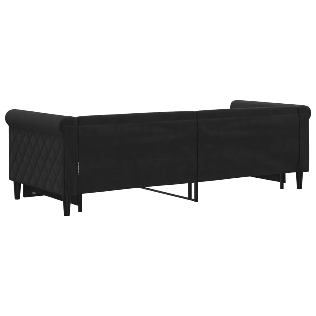daybed med udtræk 80x200 cm velour sort