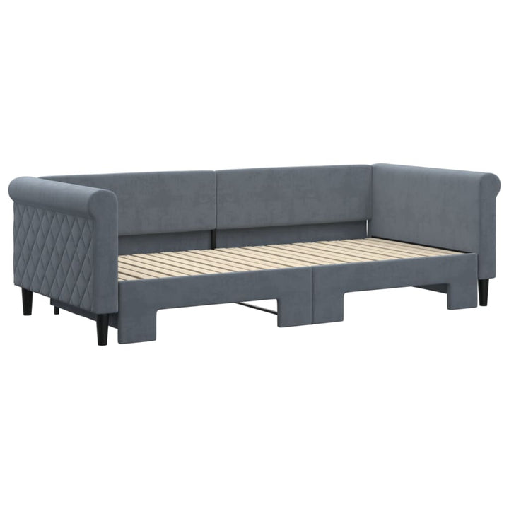 daybed med udtræk 90x200 cm velour mørkegrå