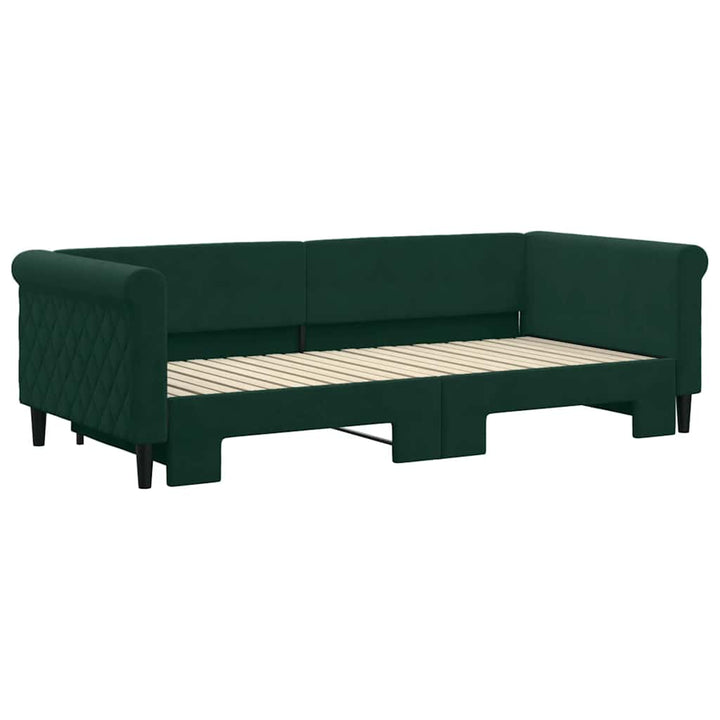 daybed med udtræk 90x200 cm velour mørkegrøn