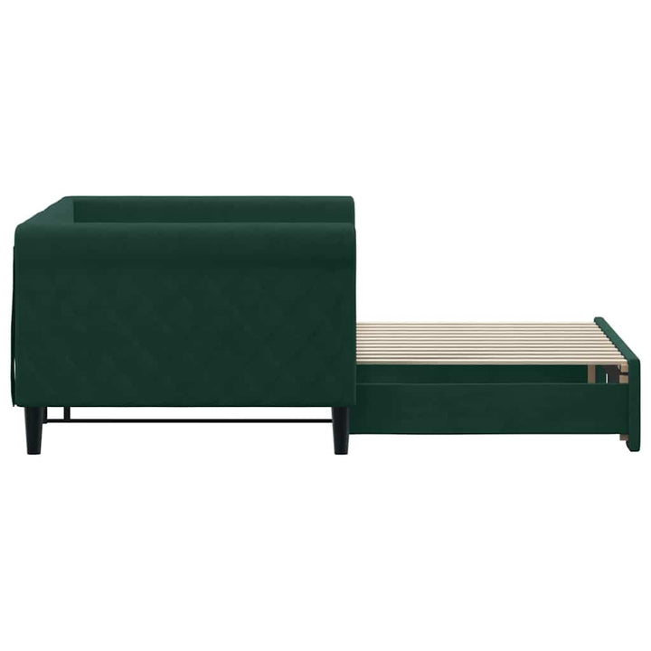 daybed med udtræk 90x200 cm velour mørkegrøn