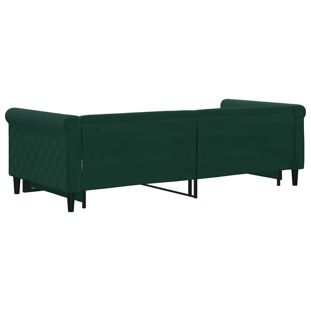 daybed med udtræk 90x200 cm velour mørkegrøn
