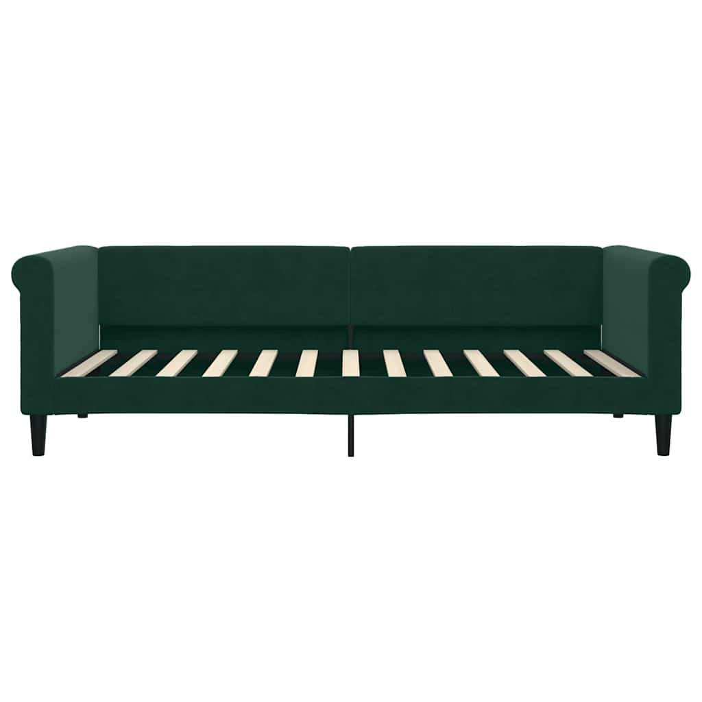 daybed med udtræk 90x200 cm velour mørkegrøn