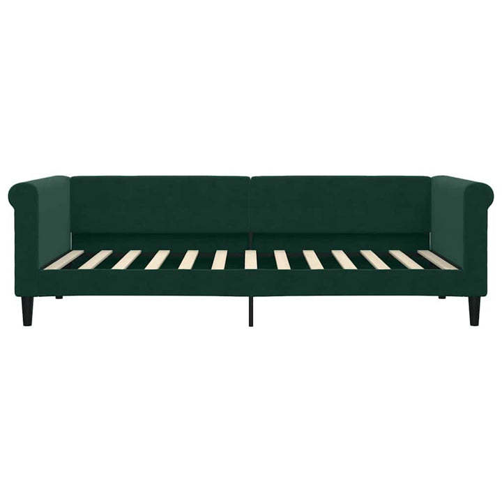 daybed med udtræk 90x200 cm velour mørkegrøn
