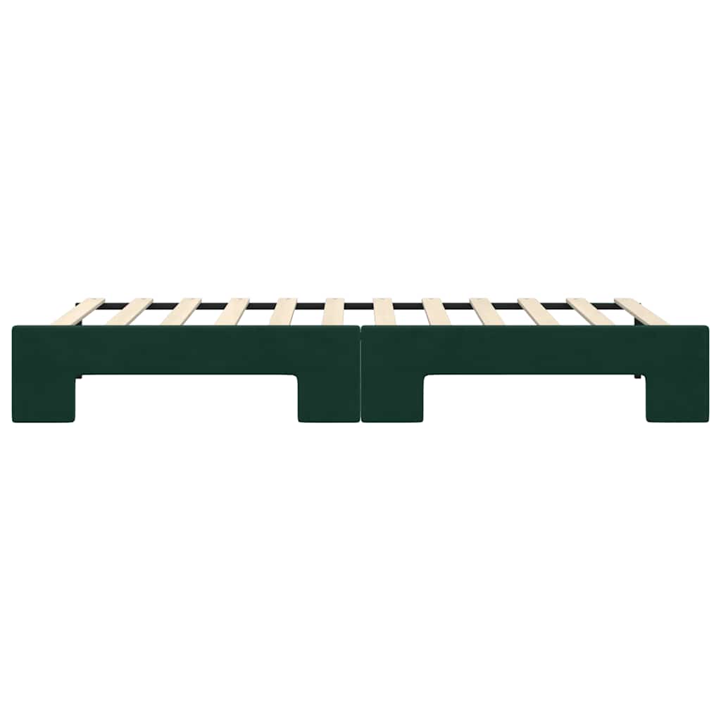 daybed med udtræk 90x200 cm velour mørkegrøn