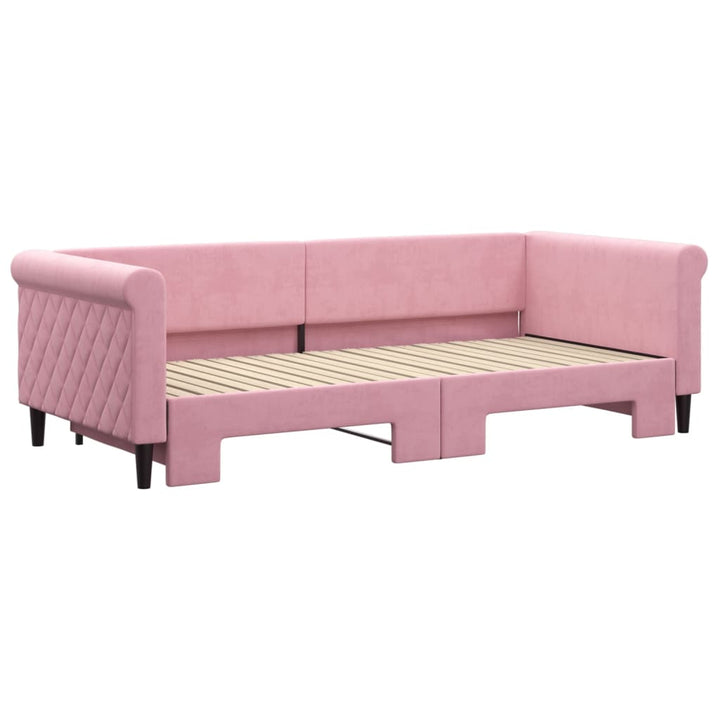 daybed med udtræk 90x200 cm velour lyserød