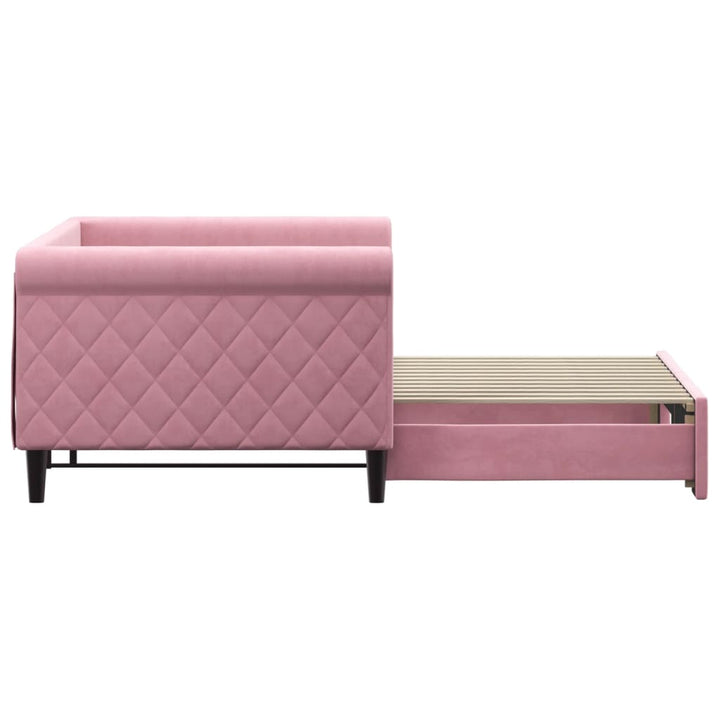 daybed med udtræk 90x200 cm velour lyserød