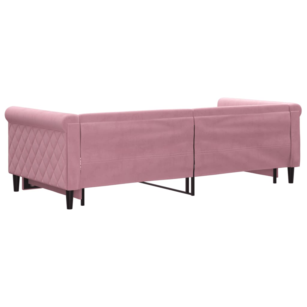 daybed med udtræk 90x200 cm velour lyserød