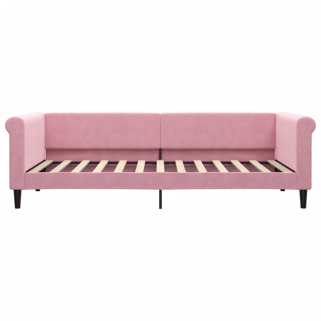 daybed med udtræk 90x200 cm velour lyserød