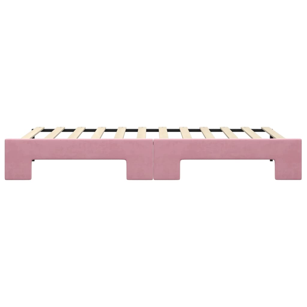 daybed med udtræk 90x200 cm velour lyserød