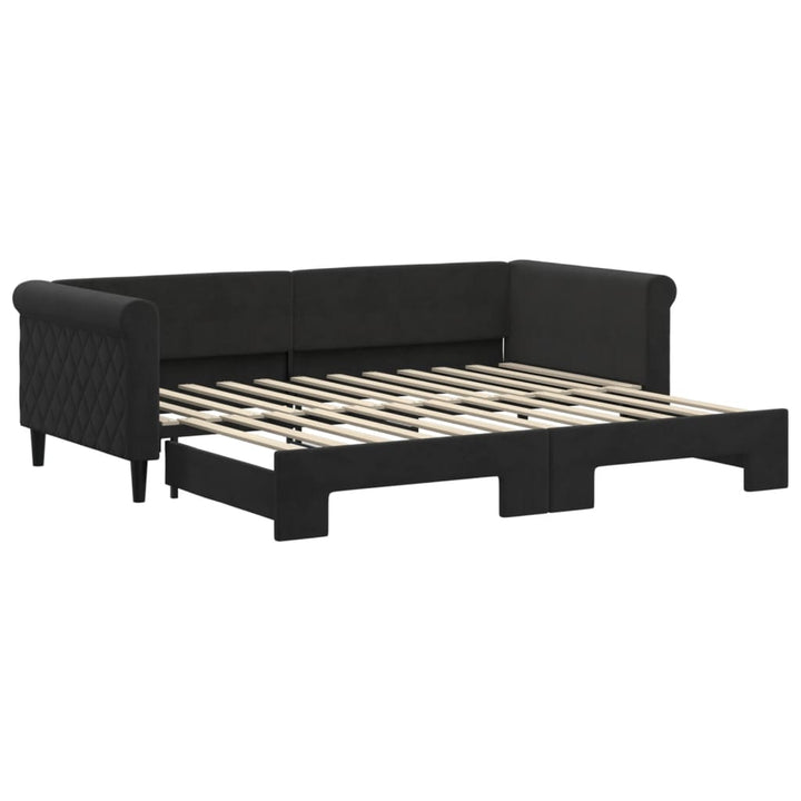 daybed med udtræk 90x200 cm velour sort
