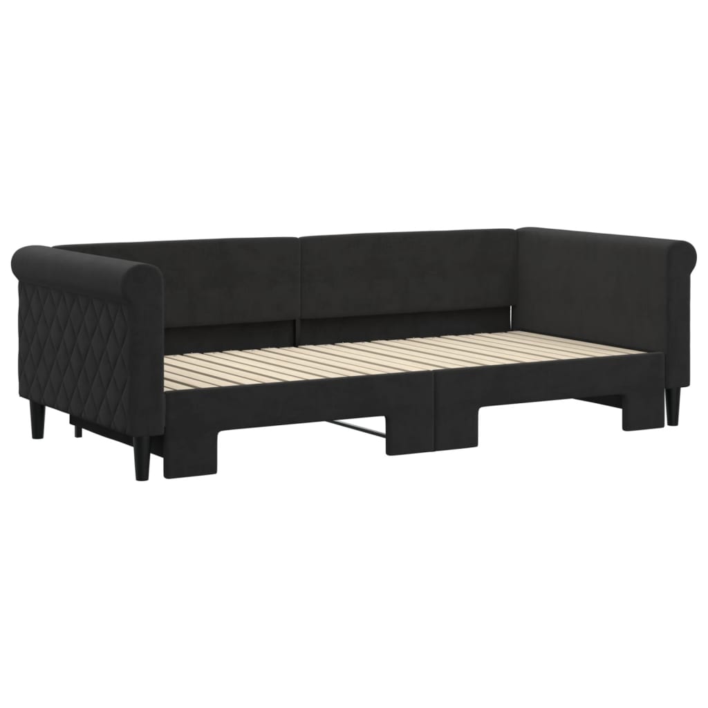 daybed med udtræk 90x200 cm velour sort