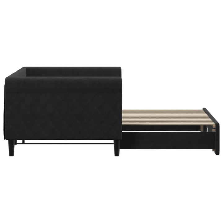 daybed med udtræk 90x200 cm velour sort