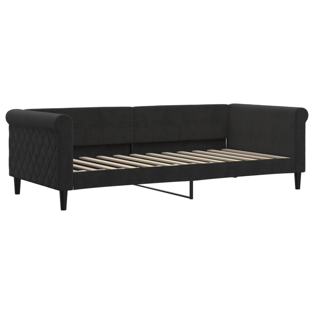daybed med udtræk 90x200 cm velour sort