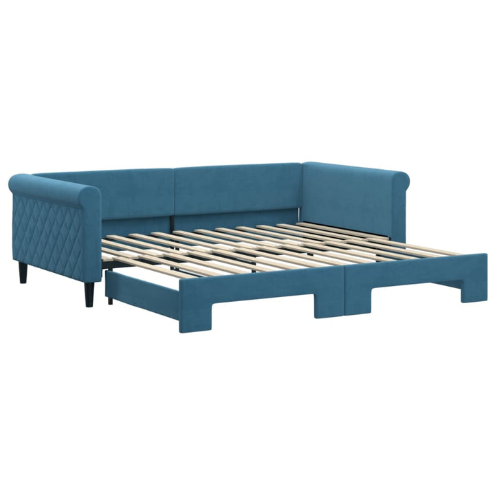 daybed med udtræk 100x200 cm velour blå