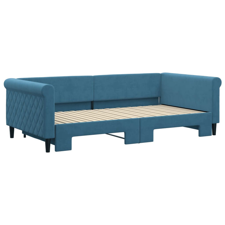 daybed med udtræk 100x200 cm velour blå