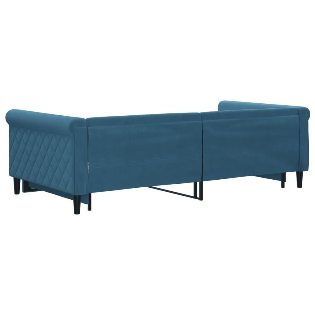 daybed med udtræk 100x200 cm velour blå