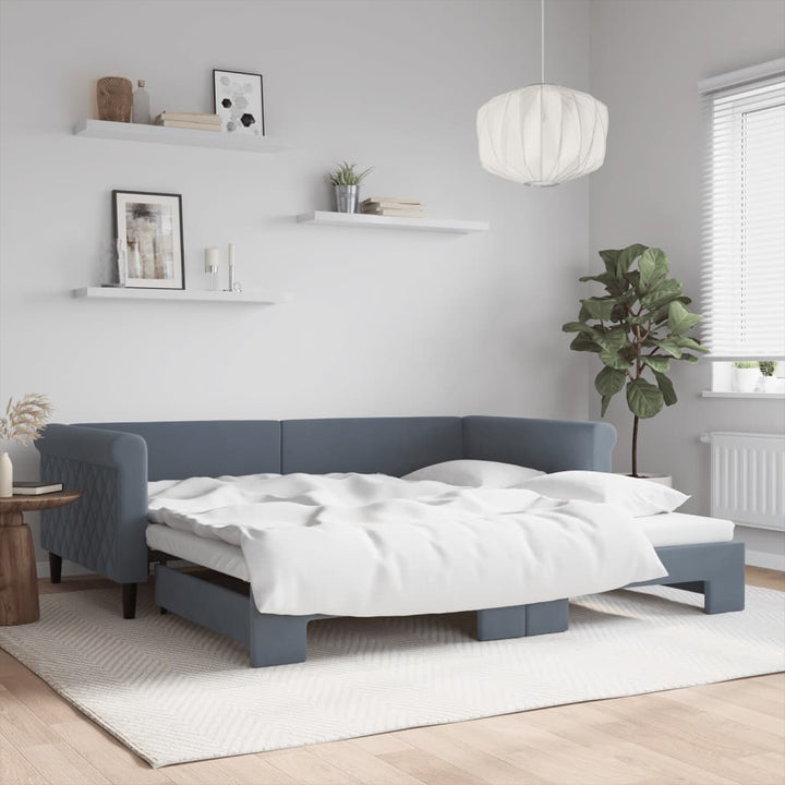 daybed med udtræk 100x200 cm velour mørkegrå