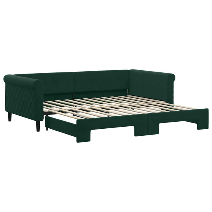 daybed med udtræk 100x200 cm velour mørkegrøn