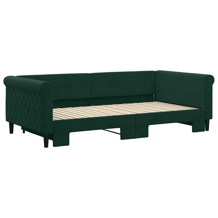daybed med udtræk 100x200 cm velour mørkegrøn