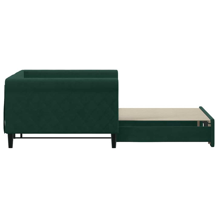 daybed med udtræk 100x200 cm velour mørkegrøn