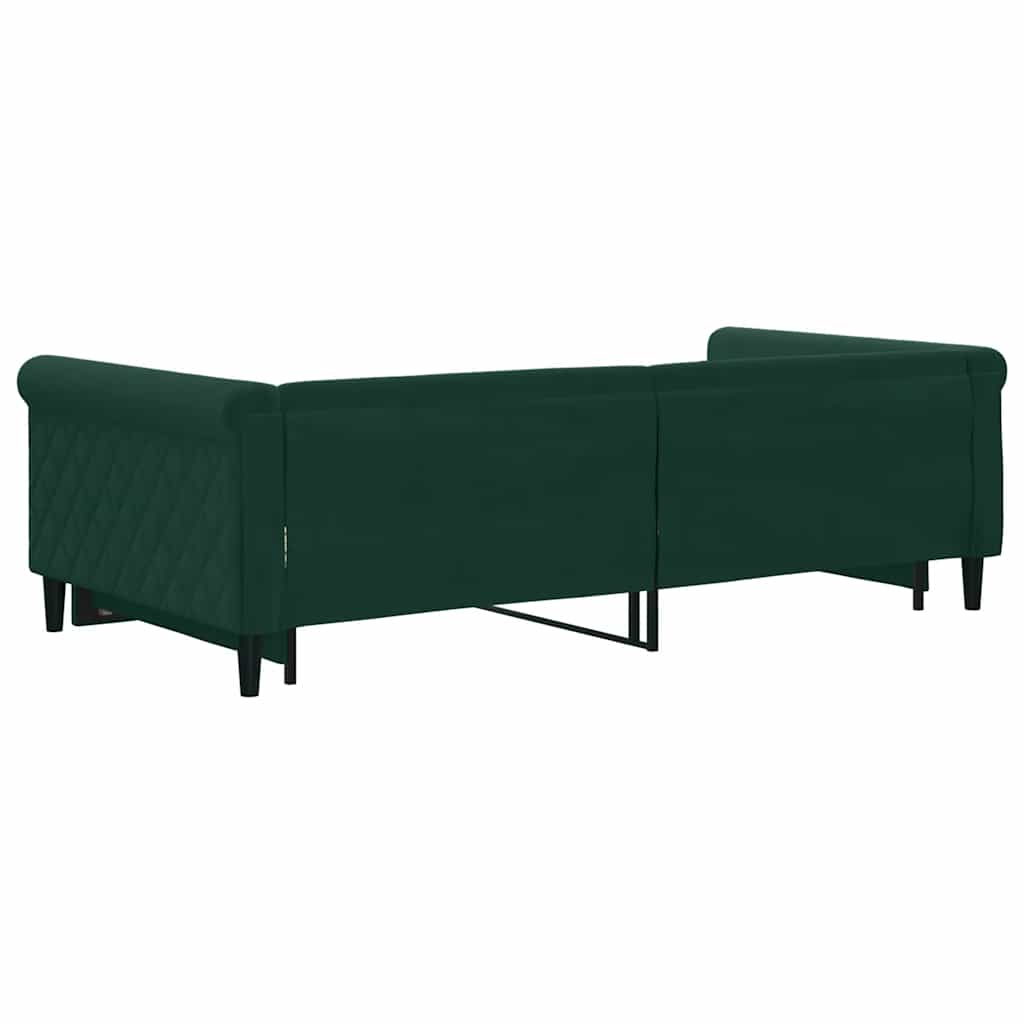 daybed med udtræk 100x200 cm velour mørkegrøn